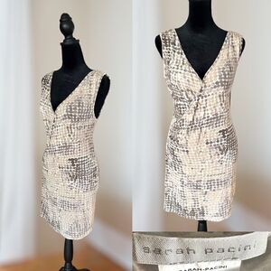 Sarah Pacini Sleeveless Tunic Faux Wrap dress Size M